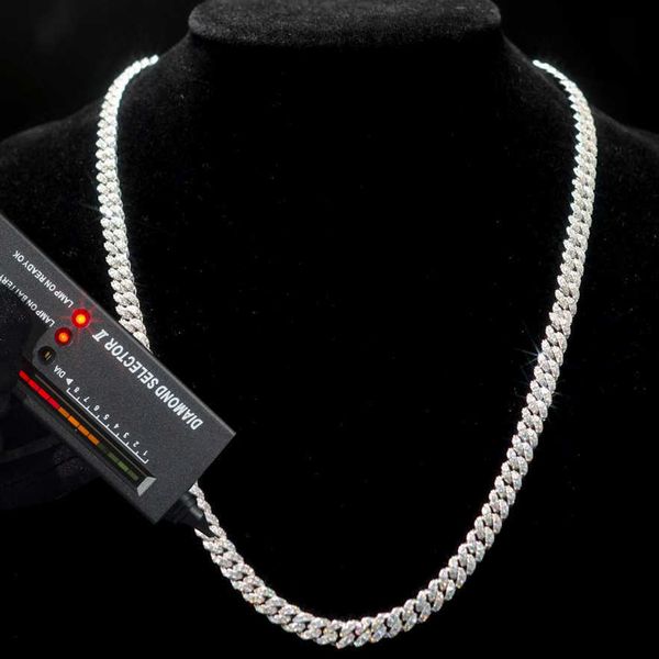 collana catena moissanite Custom Pass Diamond Tester Gioielli Hip Hop Argento sterling 925 6mm 8mm Iced Out VVS Cuban Link Catena Moissanite per uomo