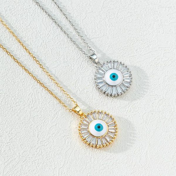 Anhänger Halsketten Luxus Zirkon Blaue Augen Teufelsauge Opal Kupfer Halskette Gothic Für Frauen Schmuck Party Geschenk