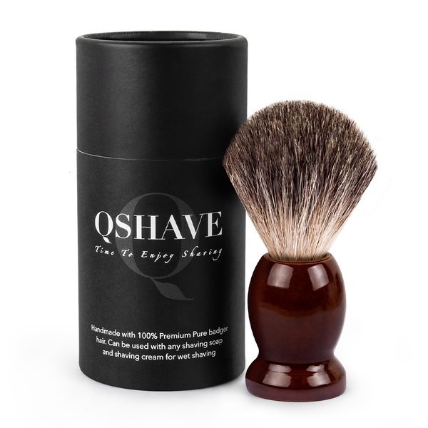 Outros itens para depilação Qshave Man Pure Badger Shaving Brush Wood 100% for Razor Double Edge Safety Straight Classic 230606