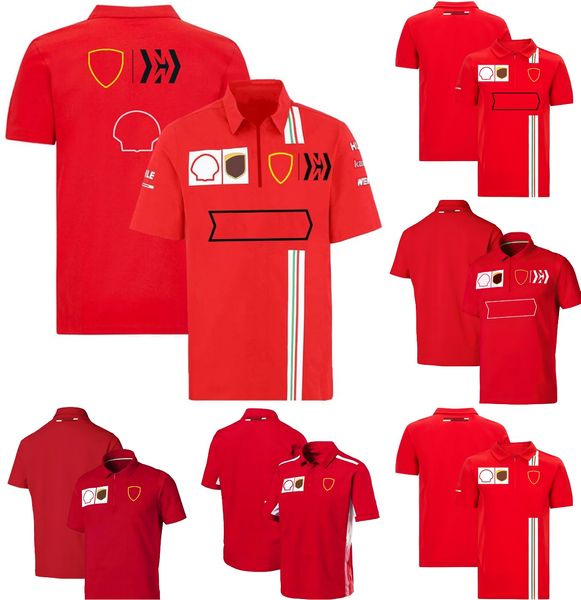 F1 T-Shirt Formül 1 Kırmızı Takım T-Shirts Yaz Erkekler Sıradan Nefes Alabası Polo Gömlek Moda Yakası T-Shirt Plus Boyut Yarış Jersey