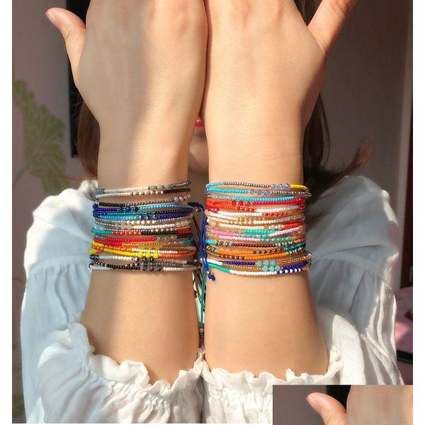 Charm Bracelets Handmade Bohemian Friendship Ethnic Colorf Seed Bead Bracelet For Women Beach Party Gift Drop Delivery Jewelry Dhzuu