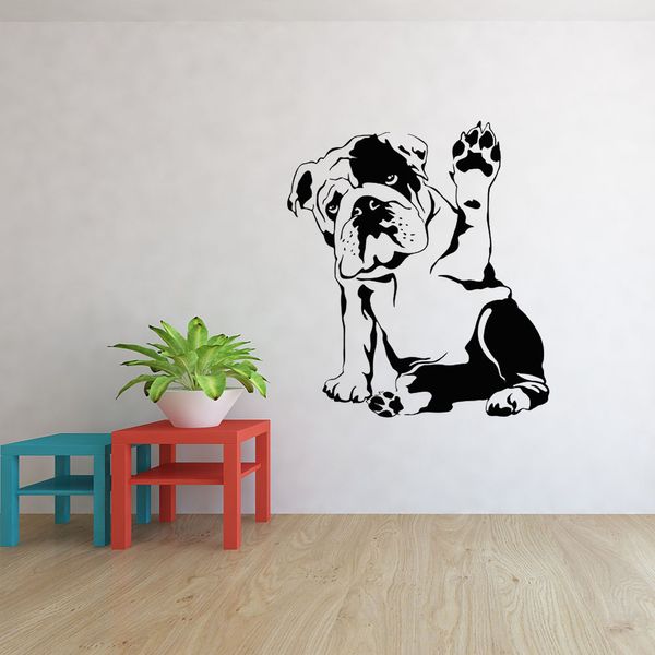 Cão Bulldog Inglês Animal de Estimação Veterinária Salão de Beleza Vinil Adesivos de Parede Mural Decalque para Sala Decoração de Casa Sala de Estar Art Poster