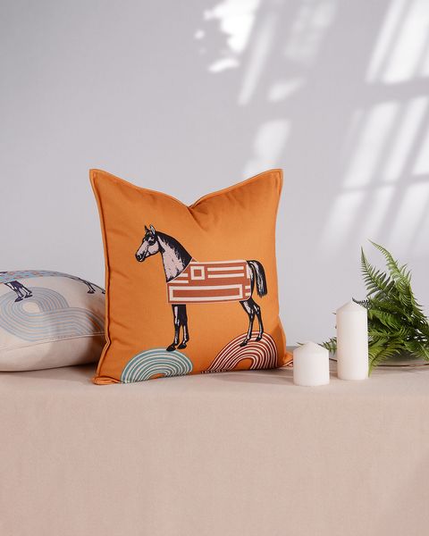 Top Luxus Samt Stoff Französisch Orange Stil Pferd Home Sofa Kissenbezug Kissenbezug Ohne Kern Wohnzimmer Schlafzimmer Kissen 45 cm