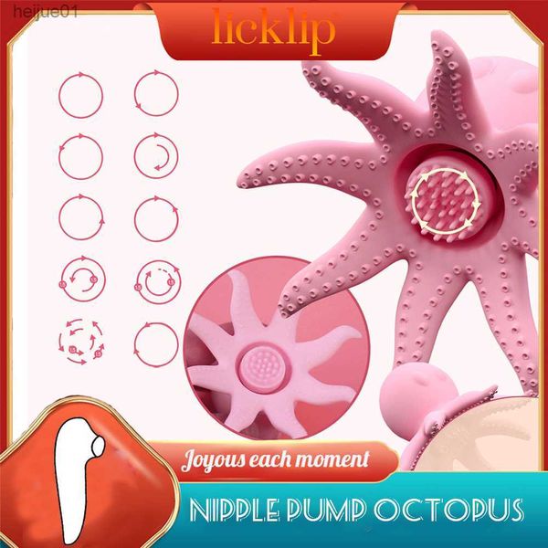 LICKLIP Octopus Massaggio al capezzolo Vibratore Stimolatore del clitoride Giocattoli del sesso orale Tiralatte Leccare i vibratori del capezzolo per le donne L230518