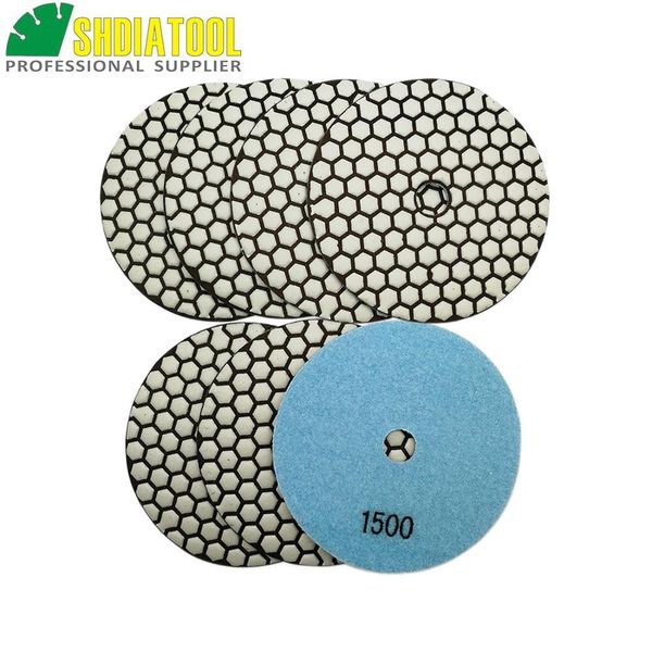 Polijstpads SHDIATOOL 7 шт. 5 дюймов # 1500 B сухой шлифовальный диск для шлифования диаметром 5 дюймов гибкие алмазные полировальные подушечки на смоляной связке шлифовальный диск для полировки