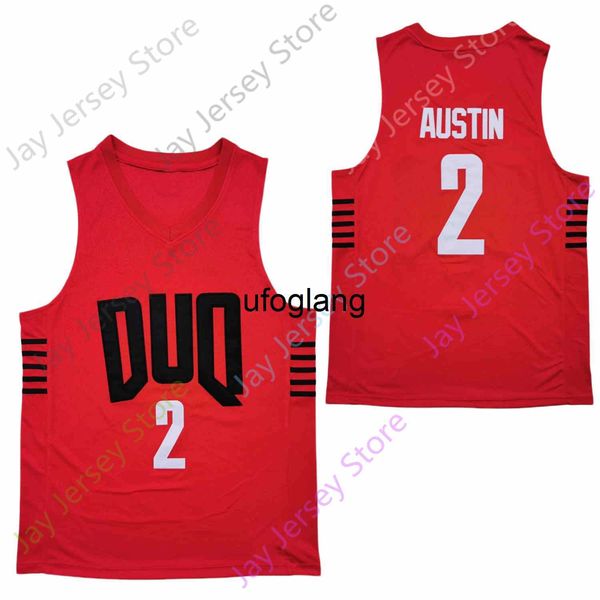 coe1 2022 New NCAA DUQ Duquesne Maglie 2 Maceo Austin Maglia da basket College Red Taglia Uomo Giovani Adulti Tutti cuciti