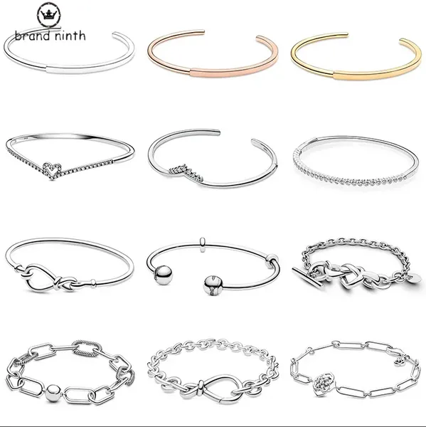 Authentische Passform für Pandora-Armband-Charms, Perlenanhänger, DIY-funkelndes Wishbone-Herz, Pave-Signatur, I-D-Kristall, offen