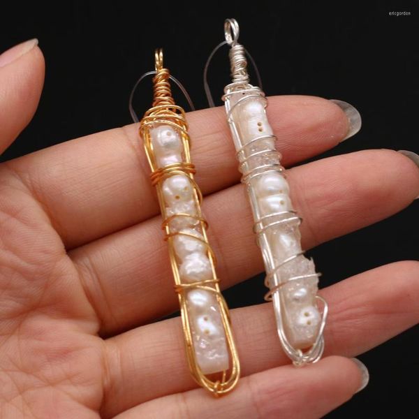 Amuletos Natural Pedra Semipreciosa Irregular Madrepérola Concha Tira Longa Pingente Joias Fazendo Brincos Colar DIY Acessórios G