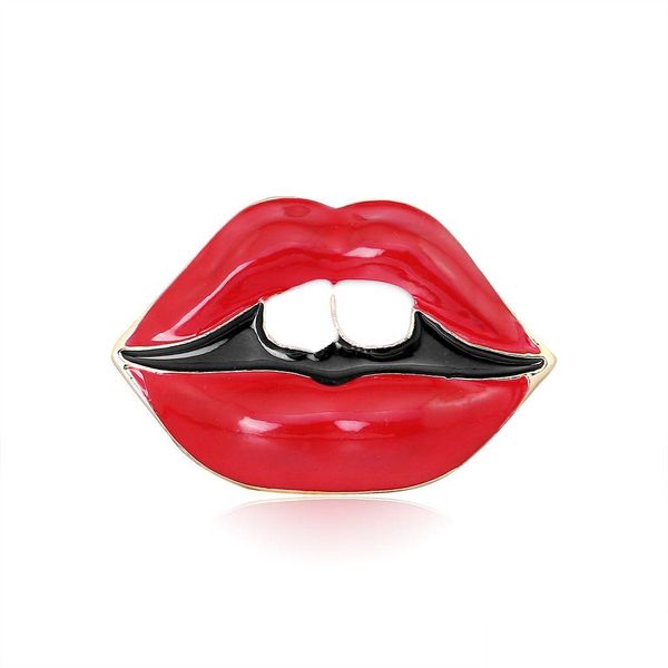 Pins Broschen Sexy Lächeln Rote Lippen Brosche Pin Business Anzug Tops Formale Kleid Cor Für Frauen Geschenk Mode Schmuck Drop Lieferung dhblz