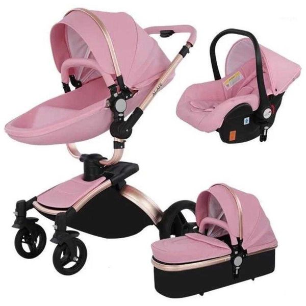 Passeggini # Passeggino per bambini di alta qualità 3 in 1 Carrozzina Landscape Fold Pu Leather Kinderwagen Carriage Car Born Passeggino {category}