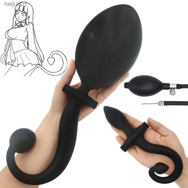 Superenorme inflável BDSM Cauda de Cachorro Plug Anal Masculino Massageador de Próstata Expansor de Ânus Dilatador de Bumbum Grande Dildo Bomba Brinquedo Sexual Feminino