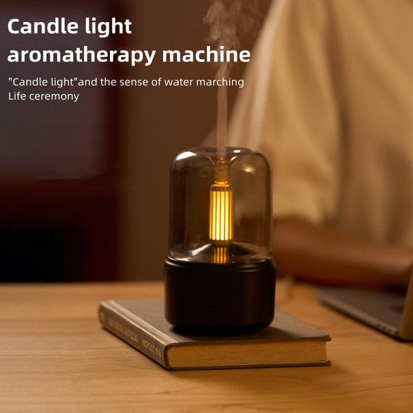 Aparelhos domésticos umidificador de ar difusor de aroma usb com imitação de vela luz noturna portátil difusor de óleos essenciais