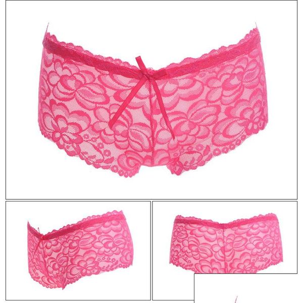 Calcinhas femininas sexy rendas boxer shorts florais cintura baixa cuecas curtas menino cuecas roupas íntimas femininas sob a moda roupas will and sandy dhihj