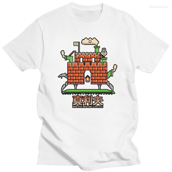 Magliette da uomo Super Marios Moving Castle Game Square Divertente Brutto Natale Magliette nere per adolescenti Girocollo Cotton Tee Boy