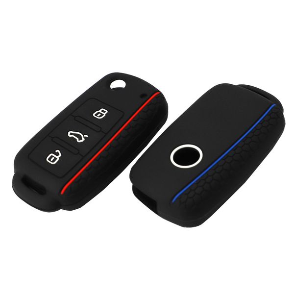 Estojo de chave de carro para VW Golf Jetta POLO para Skoda Yeti Superb Rapid Octavia para SEAT Leon Ibiza 3 Button Silicone Key Cover