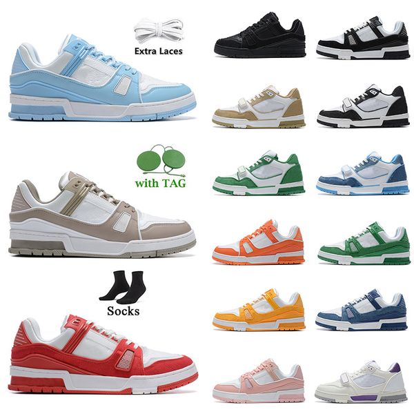 Tasarımcı Düşük Sneakers Virgil Trainer Sıradan Ayakkabı Buzağı Deri Abloh Tripler Beyaz Pembe Dhgate Erkek Kadınlar Vuittns Platform Açık Moda Daireler Ayakkabı Euro 36-45