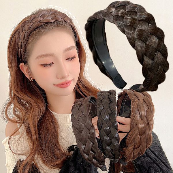 Copricapo Accessori per capelli Bohemian Fascia per capelli antiscivolo a denti larghi Parrucca Twist Braid Hoop Fascia intrecciata stile lisca di pesce artificiale 230605