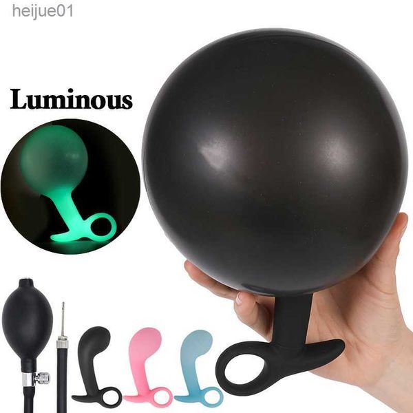 Novo Luminoso Super Grande Inflável Enorme Bolas Anais Max 13cm Dildo Bomba Dilatador Bumbum Expansível Bumbum Plug Brinquedos Sexuais para Mulheres L230518