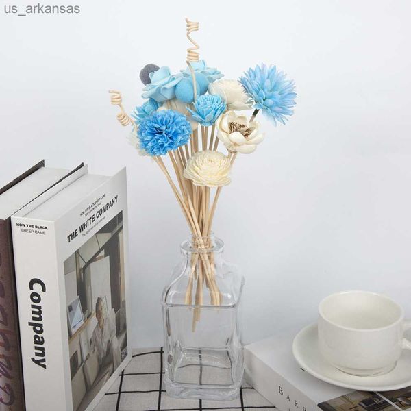 20 PÇS Blue Series Flower Rattan Sticks Fireless Fragrance Reed Difusor Stick Diy Ornaments Home Decor L230523