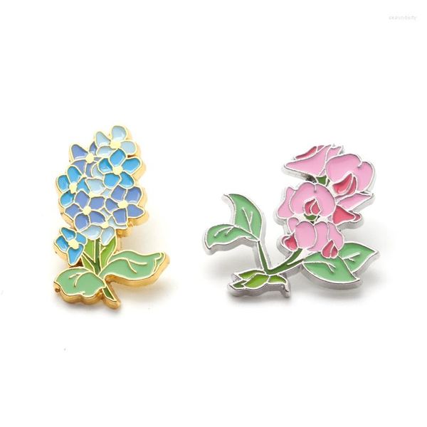 Broches HALDER Forget Me Not Broche Flor Plant Broche Pea Liga Metal Distintivo Lapela Vestuário Mochila Jóias Para Mulheres