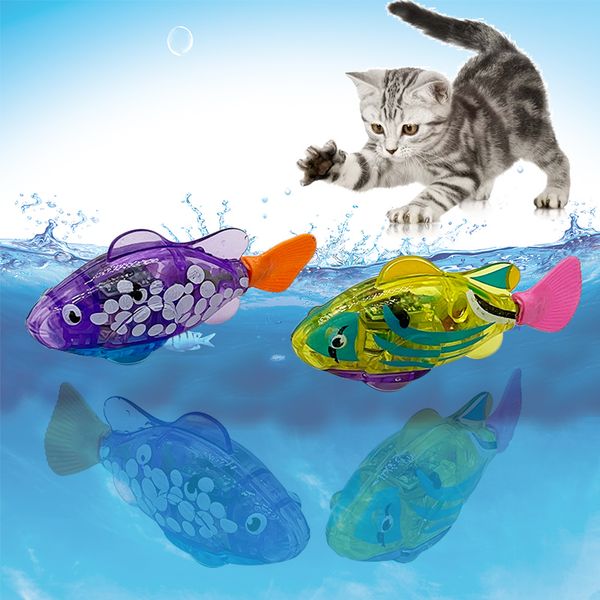 Giocattolo elettrico per gatti al coperto Simulazione divertente Pesce che nuota Robot Giochi rompicapo per gatti a LED Giocattoli interattivi intelligenti per forniture per animali domestici per gatti