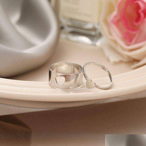 Bandringe Trendy Gold Schmetterling Offen für Frauen Männer Liebhaber Paar Ring Set Freundschaft Verlobung Hochzeit Schmuck 2021 Drop Lieferung Dhtat