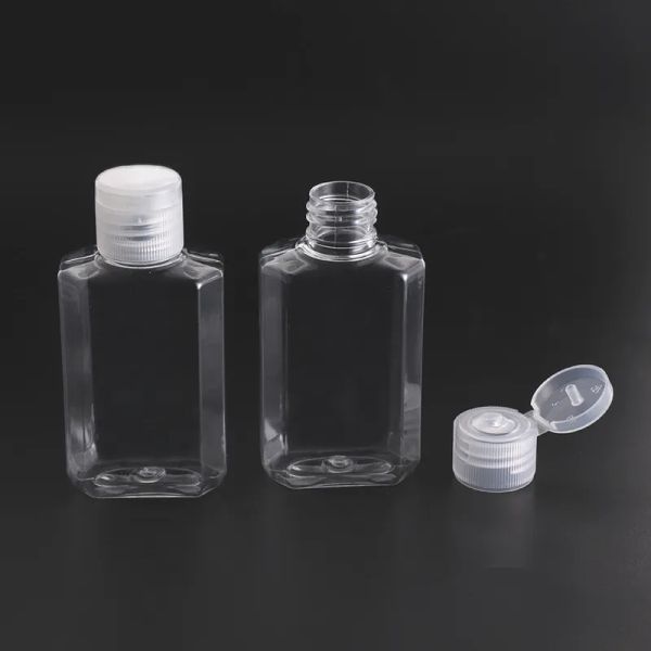 30ml 60ml garrafa de plástico transparente pet recarregável recipiente de viagem vazio frascos de cosméticos com tampa flip para xampu loção líquida all-match