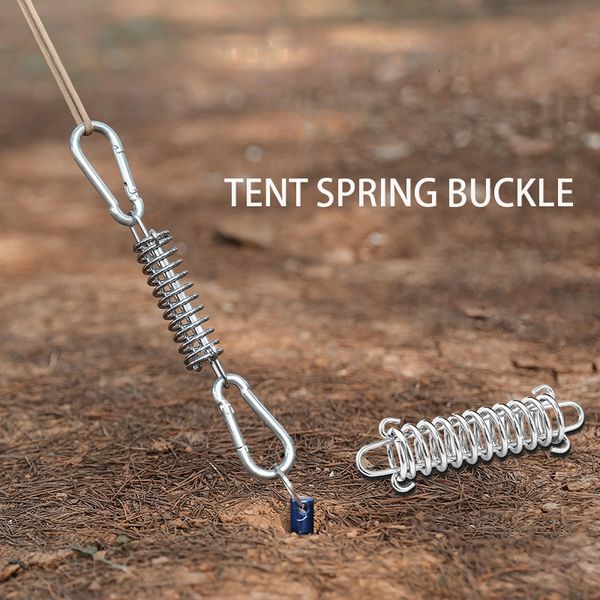 Gadgets ao ar livre 10 pçs conjunto tenda corda de vento primavera fivela acampamento deck estacas com clipes de mosquetão toldo aço inoxidável gancho fixo 230605