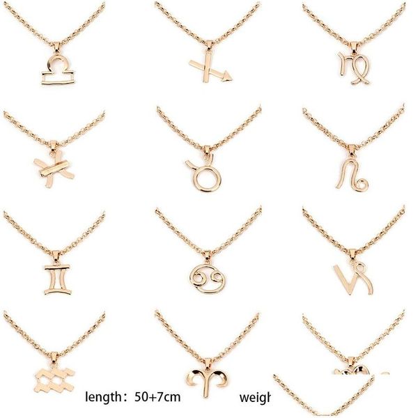 Collane con ciondolo 12 Pendenti di costellazione Elegante Fashon Lega Segno zodiacale Collana girocollo per donne Ragazze Gioielli Regalo Drop Delive Dhrna