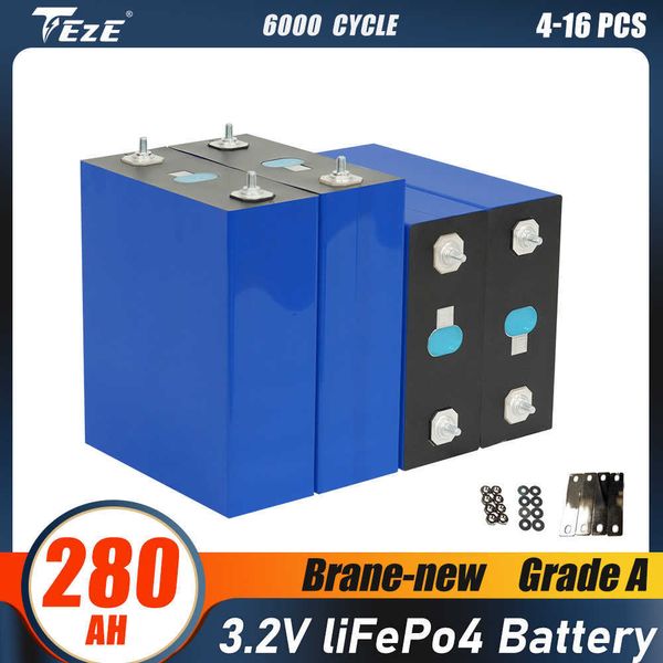 3.2V Lifepo4 280Ah bateria Grau A de alta capacidade DIY bateria recarregável com 6000 ciclos navio RV navio RV UE EUA sem impostos