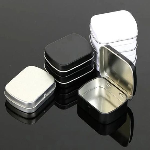 En gros Petite Taille Charnière Tin Box Square Tin Silver Tin Gift Box Sealing Plain Tin Box 58x45x15mm