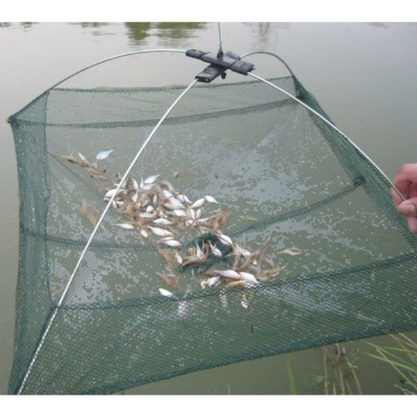 Accessori per la pesca Portatile 6060 cm Rete pieghevole Rete in nylon Gamberetti Pesce Casting Gabbia Rete da pesca all'aperto 230606