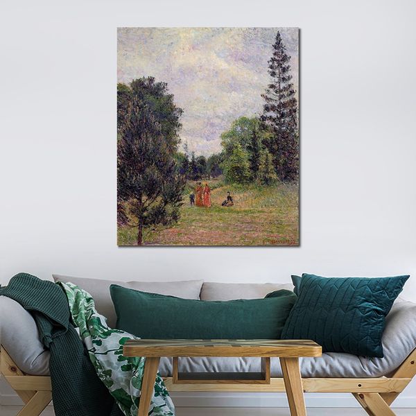 Canvas Art Impressionist Kew Gardens Crossroads возле пруда Camille Pissarro Landscape Painting Decor для кухни для кухни