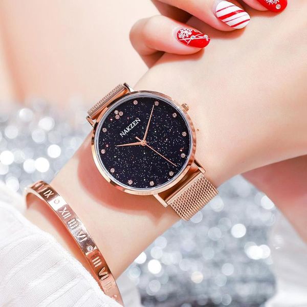 Нарученные часы Relogio feminino nakzen Женщины бриллианты элегантные простые и стильные часы дамы творческие римские модные водонепроницаемы