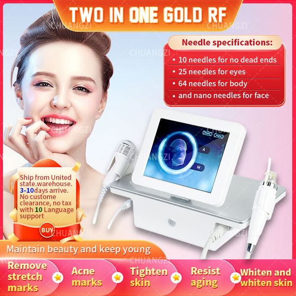 2 em 1 rf fracionário microneedling estrias remoção anti-rugas máquina de martelo frio encolhe poros apertar a pele 2024