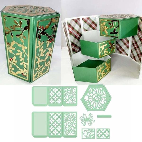 Stampare splendide scatole a sorpresa in metallo muore magico 3 scatole incorporate grandi boxphrass per le carte per la produzione di carte fai da te