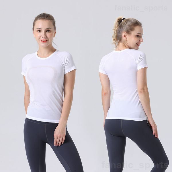 Lu hizalama lu kız yoga sporları üst tshirt kısa kollu spor salonu hızlı teknoloji hızlı hızlı yuvarlak boyun tee gömlek kadın jogging t-shirts eğitim hızlı hız tanımlamak