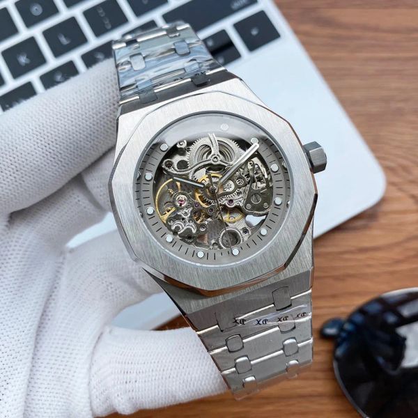 Aa novo oco para fora relógio masculino relógios mecânicos automáticos 43mm negócios relógios de pulso masculino montre de luxo presentes para adolescente