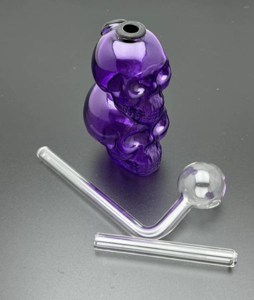 Cachimbos de cachimbos Fabricação de narguilé soprado à mão Garrafa de narguilé de vidro de esqueleto roxo como acessório de presente