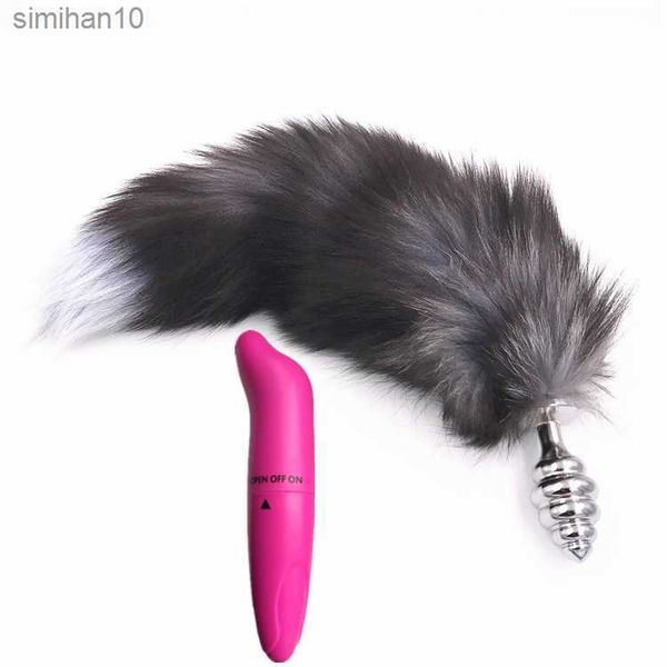 2 PCs/LOT Vibrador e Branco e Fox Tail Anal Toys Butt Plug Toy Sex Toy for Woman and Men Sexy Butt Plug Plug Adult Sex Products L230518