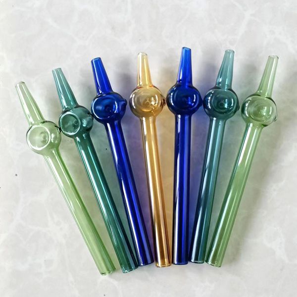 Handgefertigter Glasstrohhalm mit einer Länge von 13 cm, Ölbrenner, Räucherzubehör, Spitzrohr, verschiedene Arten von Wasserstabdüsen