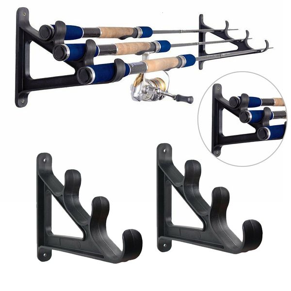 Angeln Haken 2 stücke 3 Position Rack Stange Lagerung Wand Halterung Montieren Pole Racks Halter Camping Fisch Tackle Pesca Iscas werkzeuge 230607