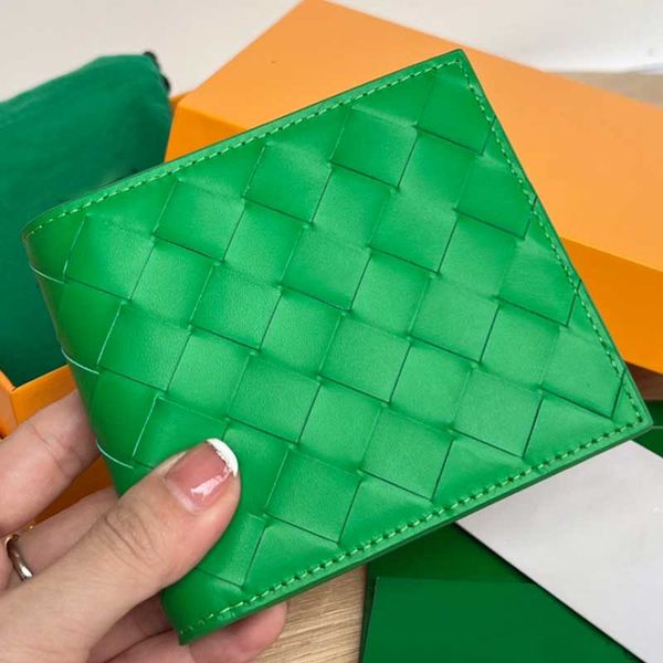 Erkek tasarımcı cüzdan kadınlar yeşil çanta orijinal orijinal deri cüzdan en kaliteli marka kartı Holde moda dokuma cüzdan kredi kartı cep kutusu