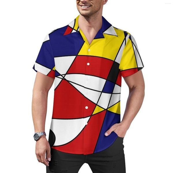 Мужские повседневные рубашки de Stijl Mondrian и Gauss Beach Shirte Summer Street Blouses Men Graphic Большой размер