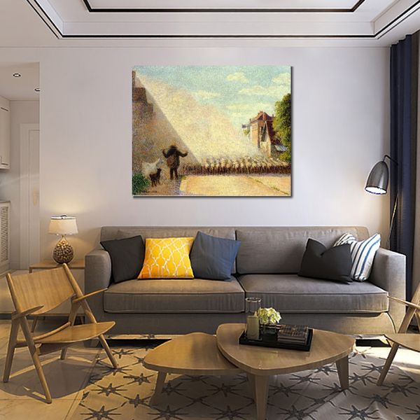 Yüksek kaliteli el yapımı Camille Pissarro Yağlı Boya Koyun Peyzaj Tuval Sanat Güzel Duvar Dekor