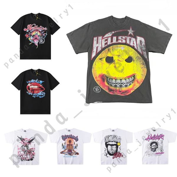 Hellstar Short Herren Plus Tees Hellstar T-Shirt Rapper Wash Grey Heavy Craft Unisex Kurzarm Top High Street Fashion Retro Damen T-Shirt S-XXL