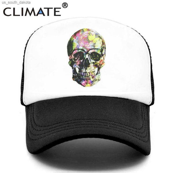 Климат -цветочный скелет для грузовика -крышка бабочка костяная костяная кепка Cash Fancy Hiphop Baseball Caps Летняя сетчатая шляпа для мужчин L230523