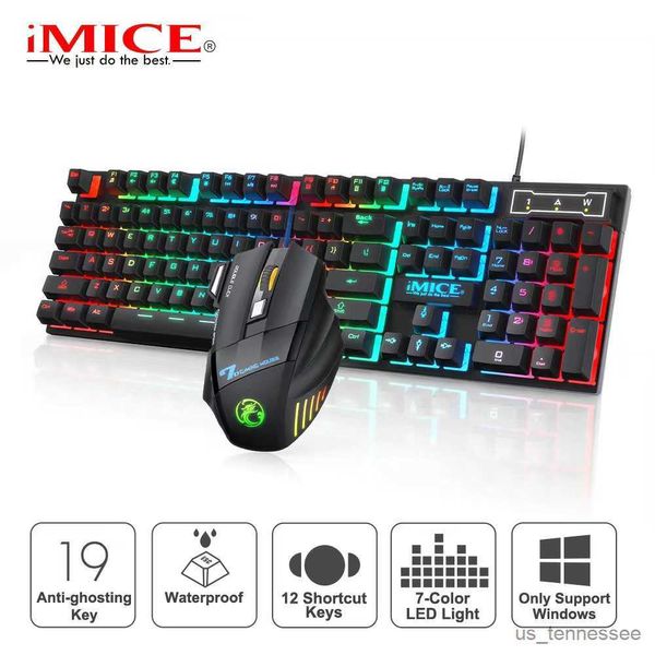 Teclados RGB Teclado Gamer Teclado E Mouse Gamer Retroiluminado USB Com Fio Teclado De Computador Para PC Portátil