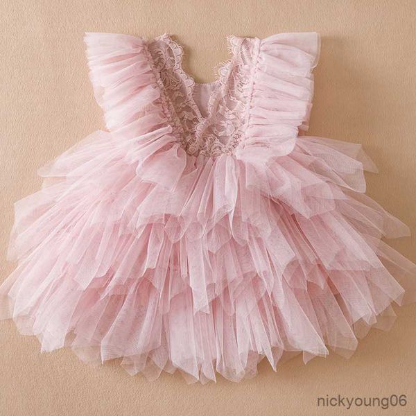 Kız Elbiseleri Fırıltılar için Yaz Elbisesi 1-5 Sırtsız Sevimli Yürümeye Başlayan Çocuklar Doğum Günü Prenses Bebek Tatil Gündelik Vestidos R230607