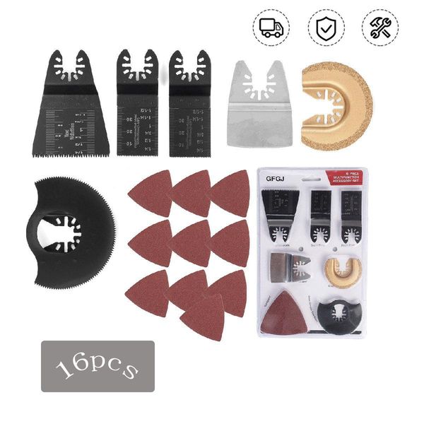 Zaagbladen 16Pc HCS Multifuncional Lâmina de Serra Acssessories Kit Oscilante Corte de Madeira Carpinteiro Ferramenta Elétrica Lâminas de Aparador Renovador